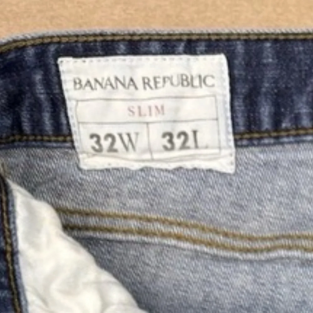 Banana Republic Jeans Men's Size 32 Blue Slim Fit Mid Rise‎ Faded Wash Denim